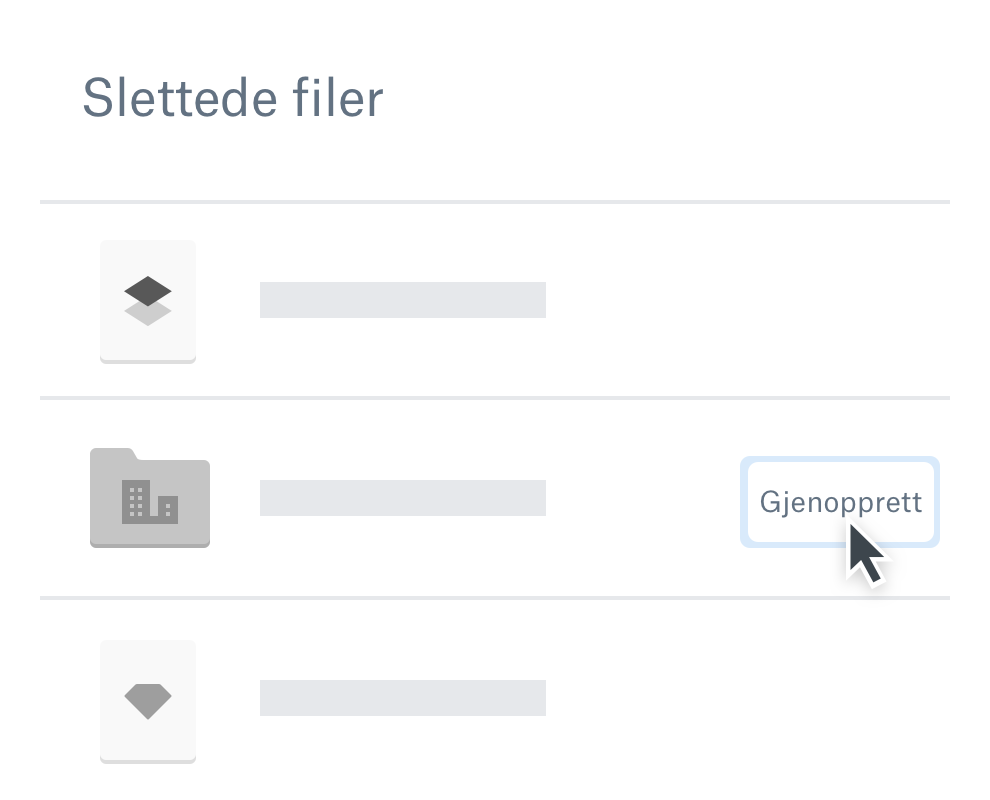 En bruker klikker på gjenopprettingsknappen for å hente en slettet fil