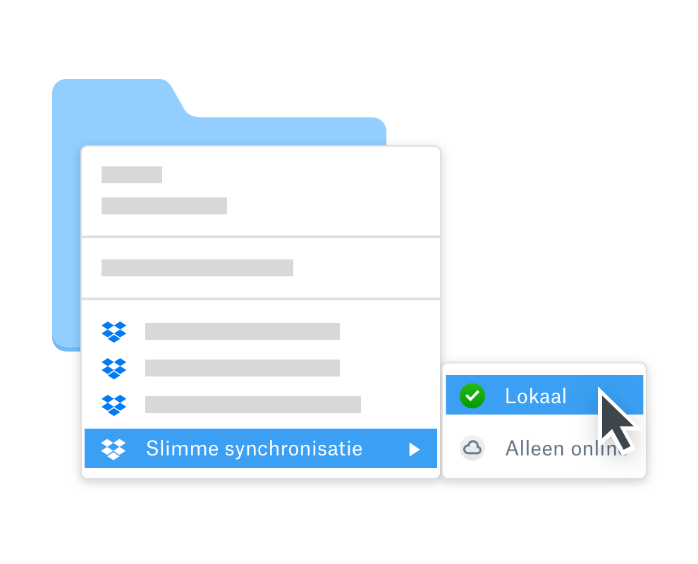 Een gebruiker kiest offline toegang tot mappen met de slimme synchronisatie van Dropbox om offline te werken