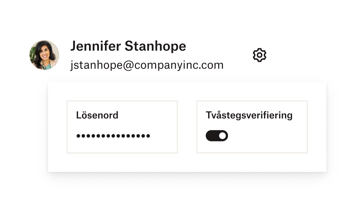 En inställning för lösenord och tvåstegsverifiering läggs till i ett användarkonto