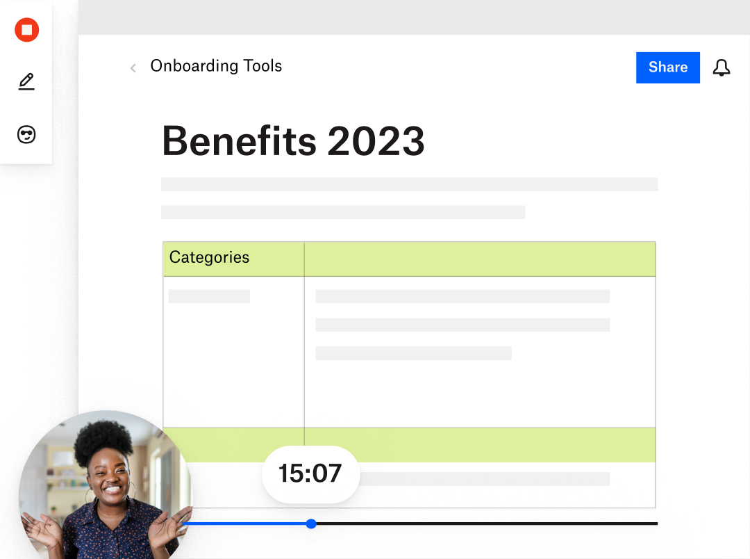 A person using Dropbox Capture to present onboarding tools