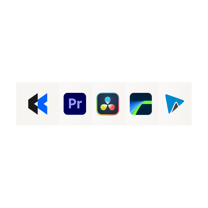 Icons of other video editing software including Adobe Premiere Pro