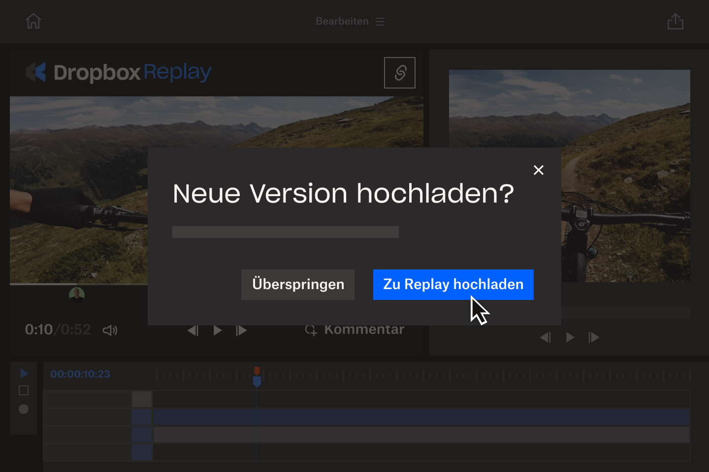 Eine Bildschirmaufnahme eines Kreativexperten, der Feedback zu einem Video in Dropbox Replay gibt.