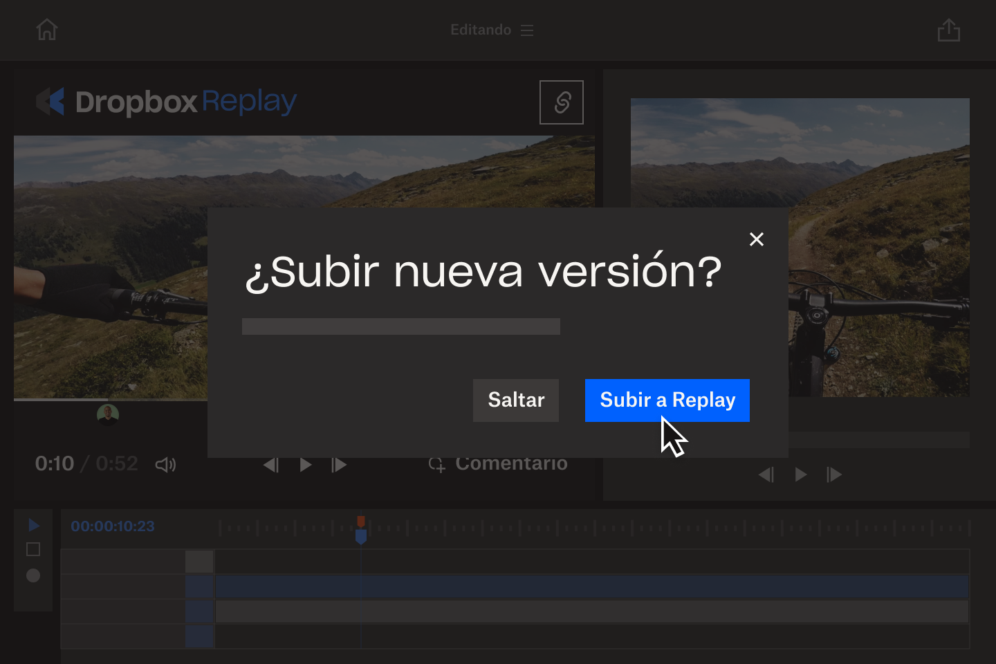 Captura de pantalla de un profesional creativo que hace comentarios sobre un vídeo en Dropbox Replay.