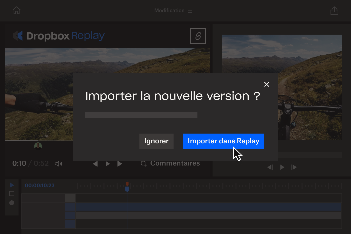 Capture d’écran d’un professionnel de la création ajoutant des commentaires sur une vidéo dans Dropbox Replay.