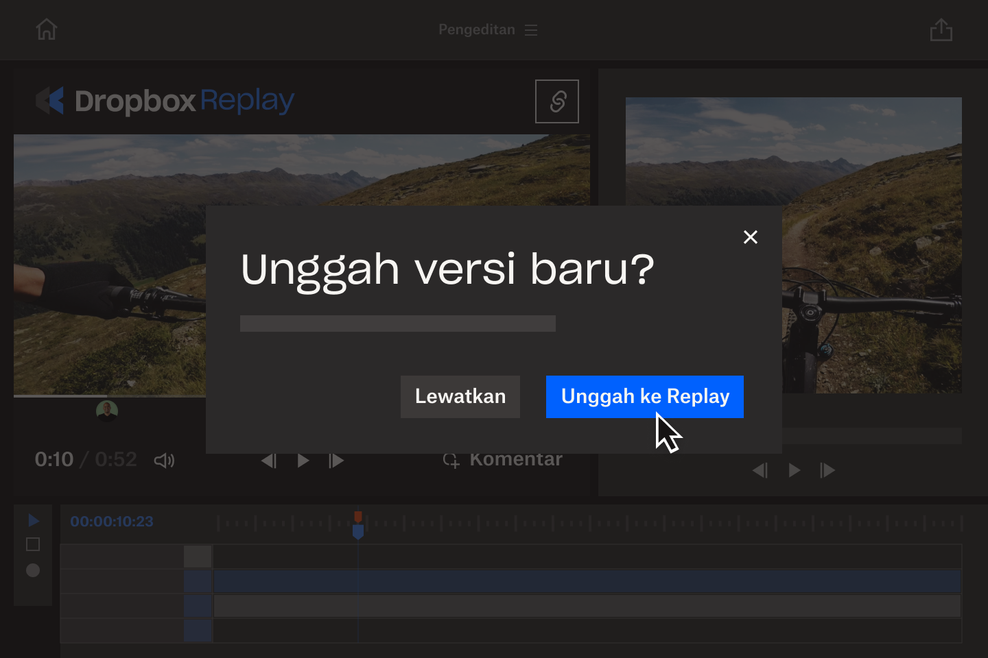 Tangkapan layar seorang pekerja kreatif profesional yang memberikan umpan balik pada video di Dropbox Replay.