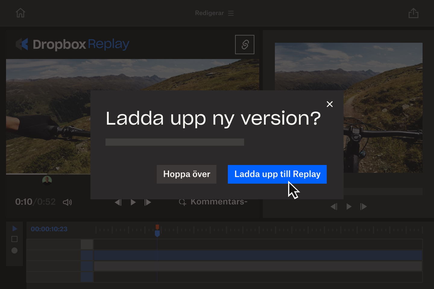 En skärmbild av en kreativ medarbetare som ger feedback på en video i Dropbox Replay.