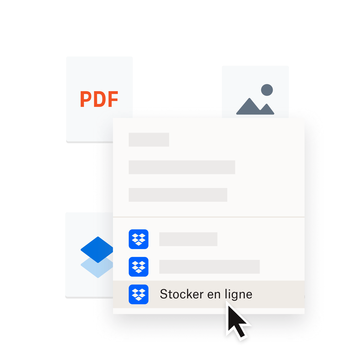 Fichier PDF enregistré dans un dossier Dropbox en cours de stockage en ligne
