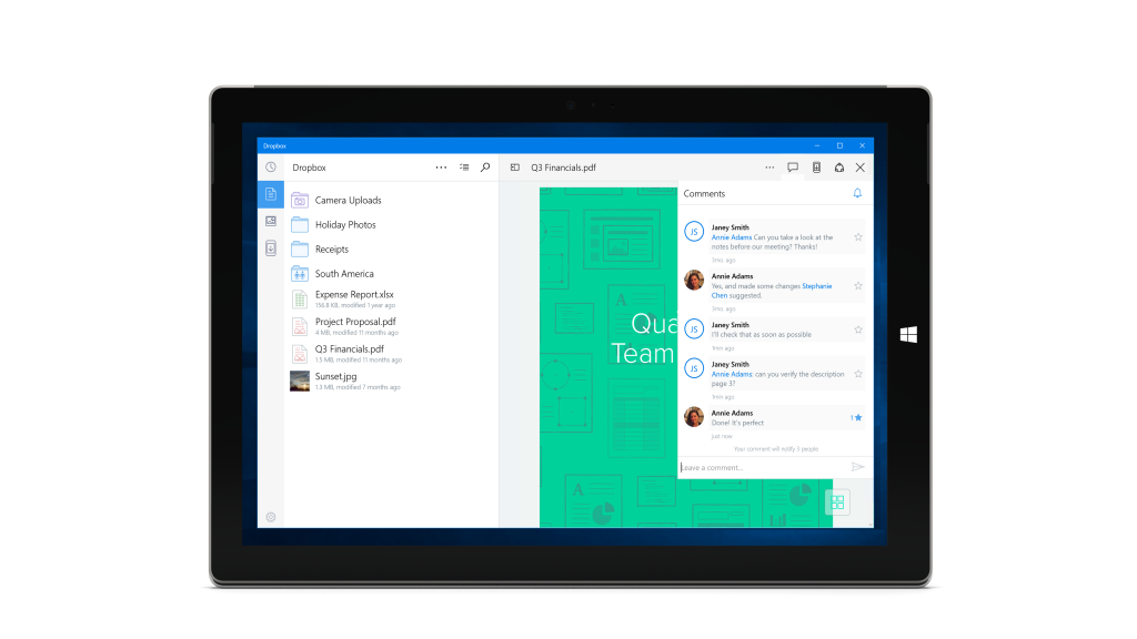 Apl Dropbox pada Windows 10