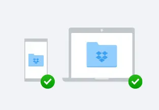 Illustration showing a file that is synced on a computer and a mobile phone
