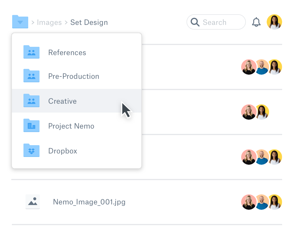 Dropbox 내 폴더 계층