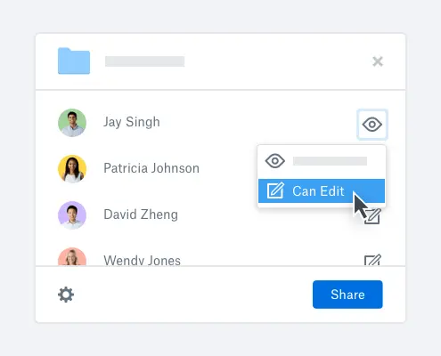 Nutzer, der den Bearbeitungszugriff bei der Ordnerfreigabe auswählt