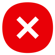A solid red circle with a white X