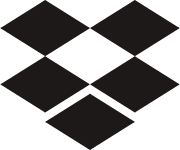Um ícone preto sólido do Dropbox