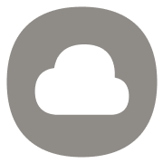 A solid gray circle with a white cloud icon
