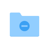 Dossier bleu accompagné d'une icône avec un signe moins