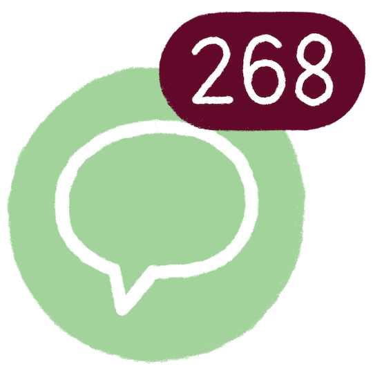 Messaging icon with 268 unread messages